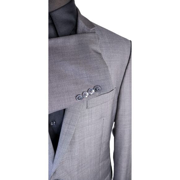 Calvin Klein SLIM Fit 42L Gray Sport Coat Suit Blazer Jacket Solid Sz Two Button - Picture 7 of 14